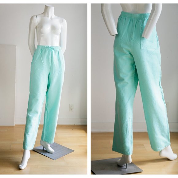 It's Your Adventure Pants - Vintage 80s Pastel Turquoise All Cotton Pants